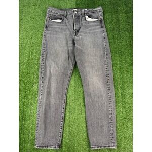 Levis Premium Big E Wedgie Straight Leg Jeans Womens Size 31 Grey Button Fly